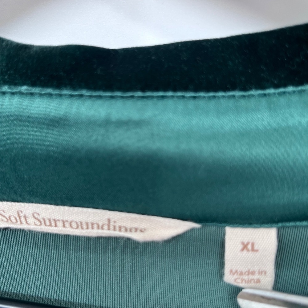 Soft Surroundings Velvet Boyfriend Tunic Womens XL Green Long Sleeve Stretch - Picture 4 of 8